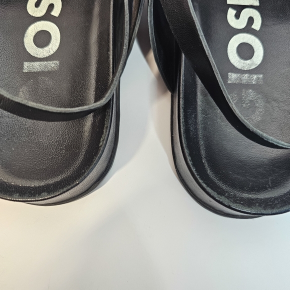 Gioseppo Beaded Haverhill Black open toe Strap Flat Leather Sandal Size 8 or 39 - Picture 9 of 12